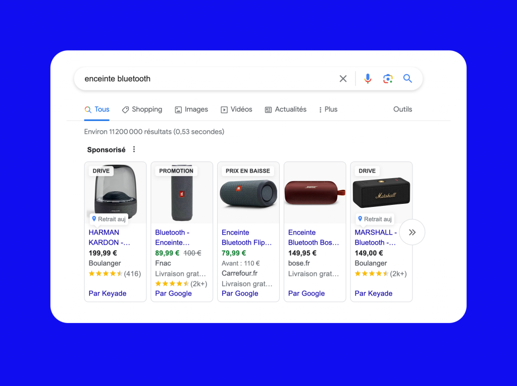 Feature Google Résultat Shopping