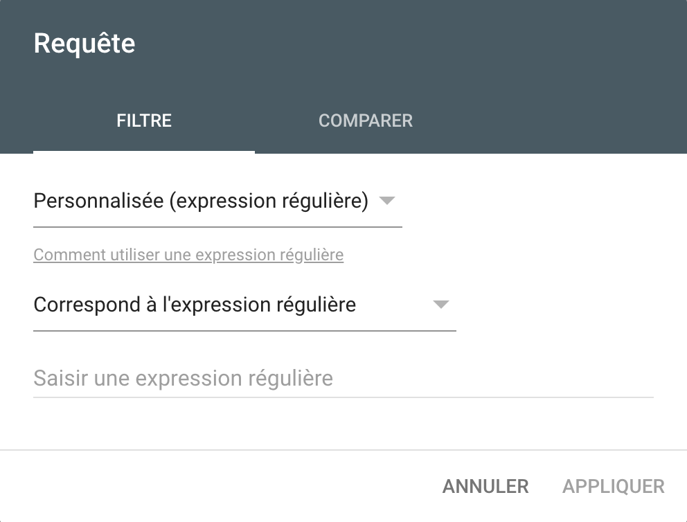 filtre regex search console google